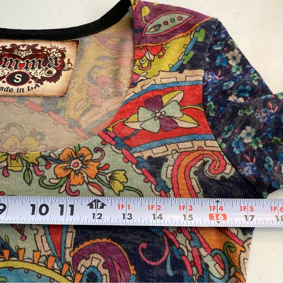 AMMA Made in LA 3/4 Sleeve Floral Print Flare  Dress Sz S 70’s Style Hippie Boho - Picture 9 of 10